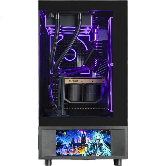 Корпус для игрового компьютера PADO Yinglong Cangming Display Version, черный, материнская плата M-ATX, система водяного охлаждения 360 мм, дополнительный 6-дюймовый ЖК-экран с панорамным обзором 270°, видеокарта 5090. - изображение 2