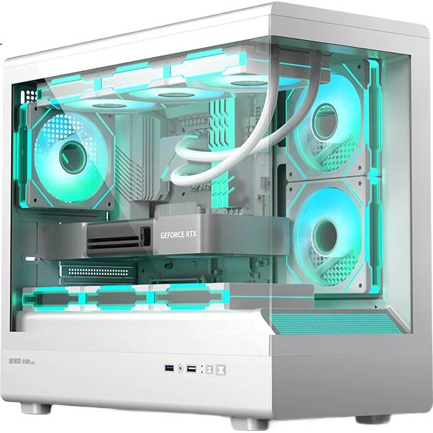 Корпус Golden Field Xiaoyu LITE, игровой, белый, для плат MATX, поддержка водяного охлаждения 360 мм, трехстороннее быстросъемное остекление, панорамный обзор 270° - Фото 3 Корпус Golden Field Xiaoyu LITE, игровой, белый, для плат MATX, поддержка водяного охлаждения 360 мм, трехстороннее быстросъемное остекление, панорамный обзор 270° - изображение 3