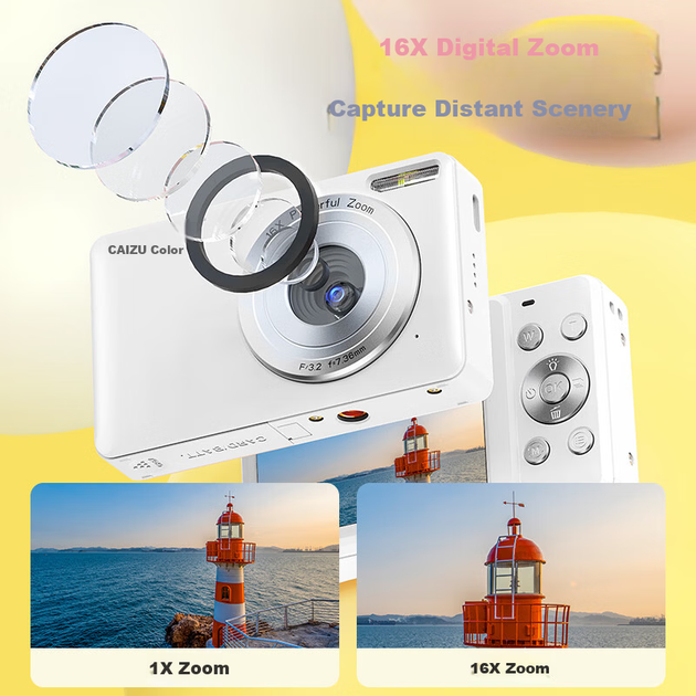 Цифровая фотокамера CAIZU 6400W Pixel для студентов, кампуса, для съемок в стиле «бьюти», компактная камера начального уровня, камера для переноса данных с ПЗС-матрицы Z3 на мобильный телефон, подарок на Новый год или день рождения. - изображение 6