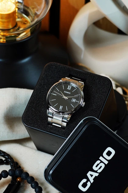 Мужские часы Casio MTP-V002D-1B3 Silver-Black - изображение 6