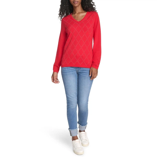 Женский свитер Tommy Hilfiger с бусинками 1159864748 (Красный XL) - Фото 4 Женский свитер Tommy Hilfiger с бусинками 1159864748 (Красный XL) - изображение 4