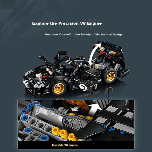 LEGO Technic 42223 1966 Ford GT40 гоночний автомобіль конструктор, іграшка для хлопчиків та дівчаток, подарунок на день народження, прикраса для дому - зображення 3