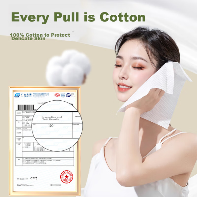 Хлопковые полотенца для лица Cotton Deer из чистого хлопка, мягкие, большие, толстые, одноразовые, 20x20 см, 100 листов, 3 упаковки. - изображение 4