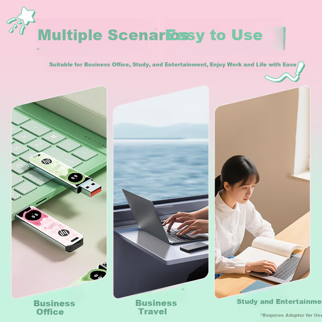 Флеш-накопитель HP 128 ГБ USB 3.2 Strawberry Meow, высокоскоростной металлический USB-накопитель, милый аксессуар для пары, для резервного копирования данных студентов и офиса, скорость до 230 МБ/с. - изображение 5