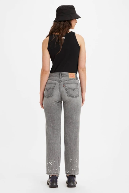 Жіночі прямі джинси Levi's з вінтажним принтом 1159808145 (Сірий, 24) - зображення 3