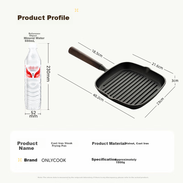 Сковорода Чугунная onlycook Steak Frying Pan Антипригарная для жарки стейков 23х21.6 см (100057252092) - изображение 9