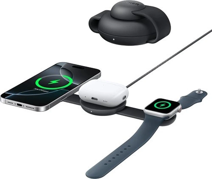 Беспроводное зарядное устройство Anker MagGo Wireless Charging Pad 15W 3-in-1 Foldable Black (B25M8H11) - изображение 2