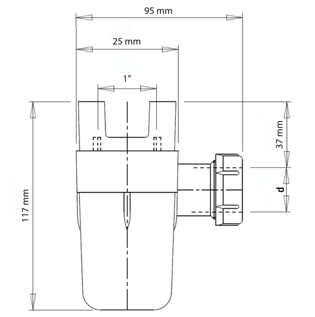 Сифон для групи безпеки Roho R2200-100 - 25x32 (універсальний) (RO0161) - изображение 2