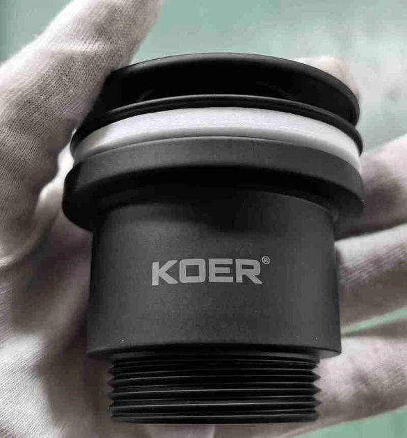 Донний клапан для раковини універсальний (з/без переливу) KOER PW-01-05 автоматичний (Click-Clack) (Колір чорний) 1 1/4'' (KR3403) - изображение 16