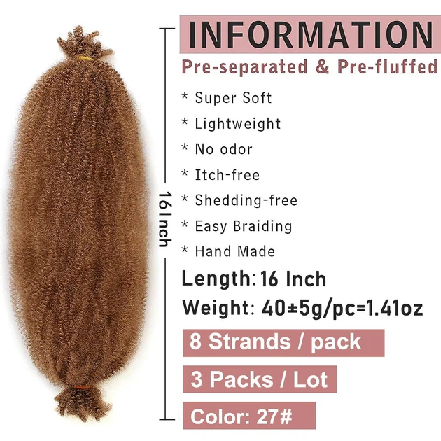 Волосся для плетіння XTREND Springy Afro Twist 16" - изображение 4