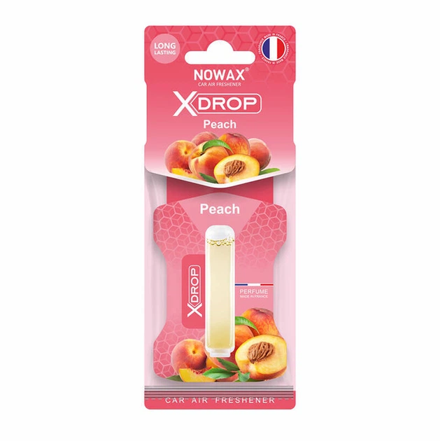Ароматизатор целюлозний з капсулою Nowax серія X Drop - Peach (25шт/ящ) - Фото 1 Ароматизатор целюлозний з капсулою Nowax серія X Drop - Peach (25шт/ящ) - зображення 1