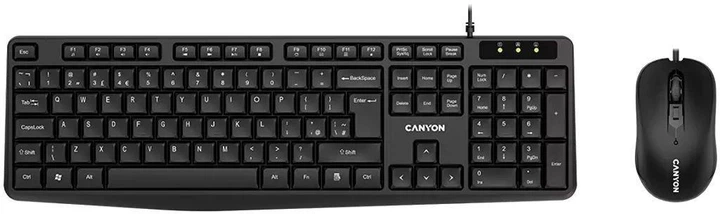 Комплект клавиатуры и мыши Canyon USB 104 клавиши, водостойкое покрытие, мышь оптическая 1000 dpi Чёрный (CNE-CSET1) - изображение 3