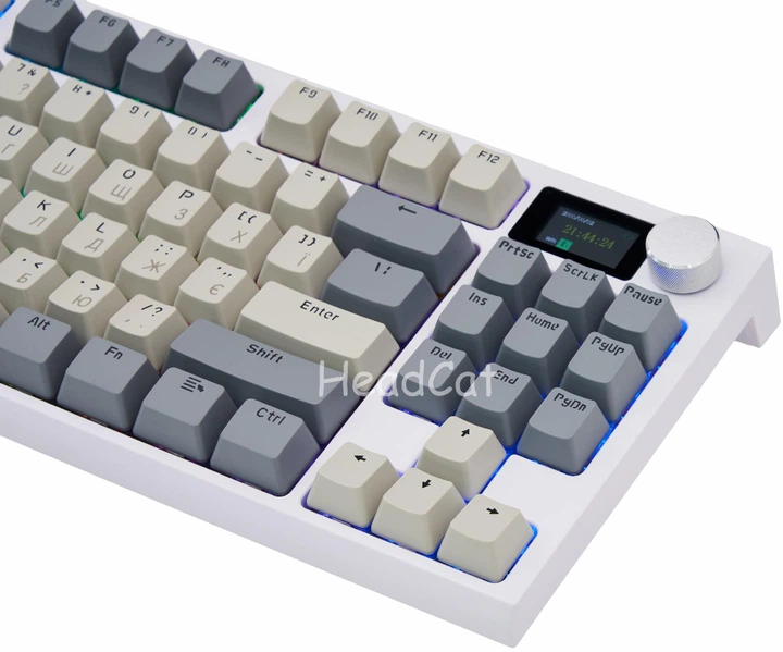 Ігрова Бездротова Механічна Клавіатура ATTACK SHARK K86 Grey з TFT-дисплєм, RGB, 4000mAh, 2.4G/Bluetooth/Кабель, Українська розкладка - изображение 7