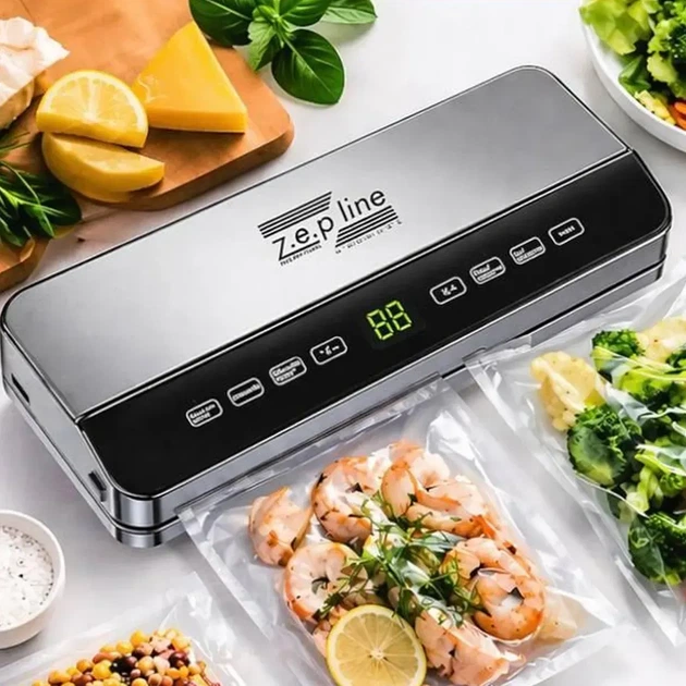 Вакуумный упаковщик Zepline ZP00359 вакууматор с функцией запайки и комплектом пакетов 200Вт Серый - изображение 3