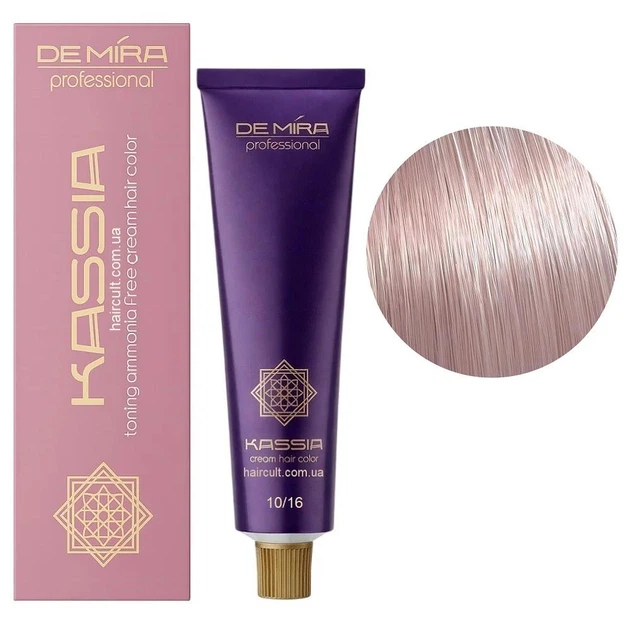 Крем-фарба тонувальна для волосся без аміаку Demira Professional Color Kassia 10/16 Платиновий блондин попелясто-фіолетовий 90 мл - Фото 1 Крем-фарба тонувальна для волосся без аміаку Demira Professional Color Kassia 10/16 Платиновий блондин попелясто-фіолетовий 90 мл - изображение 1