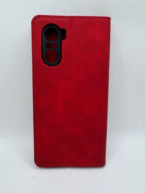 Чехол книжка Leather Premium для Xiaomi Poco F3 с защитой камеры Красный - Фото 3 Чехол книжка Leather Premium для Xiaomi Poco F3 с защитой камеры Красный - изображение 3