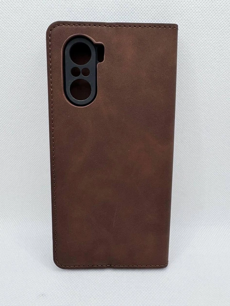 Чехол книжка Leather Premium для Xiaomi Poco F3 с защитой камеры Коричневый - изображение 3