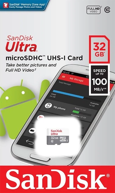 Карта пам'яті SanDisk 32GB microSD class 10 Ultra Light (SDSQUNR-032G-GN3MN) 328172 - изображение 2