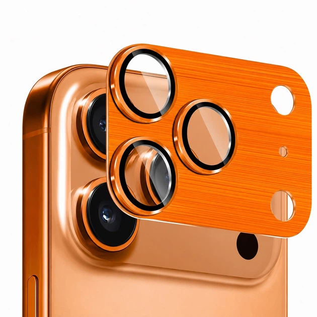 Защитная рамка со стеклом Tempered Glass для iPhone 17 Pro Max на заднюю камеру orange - Фото 1 Защитная рамка со стеклом Tempered Glass для iPhone 17 Pro Max на заднюю камеру orange - изображение 1