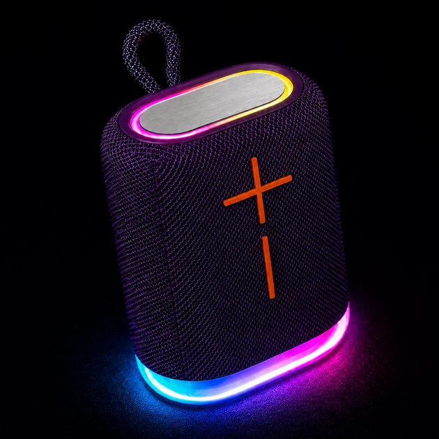 Портативная Bluetooth колонка LOSSO G1 с RGB-подсветкой, TWS, USB, TF, AUX, Bluetooth 5.4, аккумулятор 1800 мАч, фиолетовая - Фото 10 Портативная Bluetooth колонка LOSSO G1 с RGB-подсветкой, TWS, USB, TF, AUX, Bluetooth 5.4, аккумулятор 1800 мАч, фиолетовая - изображение 10