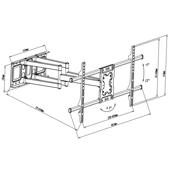 Кронштейн настінний Walfix R-614B для ТВ 37"-85" до 60 кг VESA 800x400 Black - зображення 3