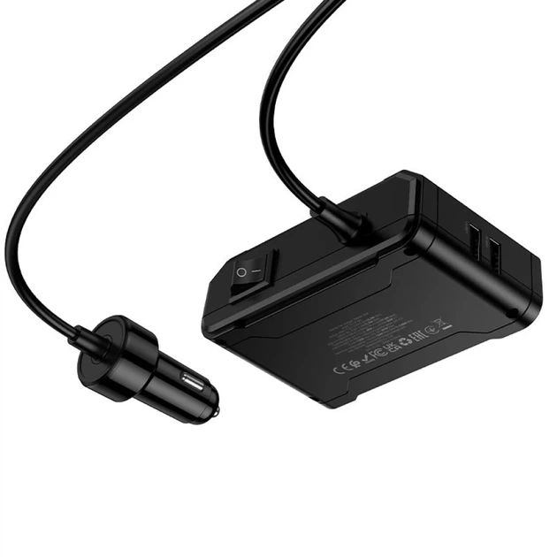 Автомобильное зарядное устройство Hoco Z64 с разветвителем 2x USB A + 2x USB C + 3 порта прикуривателя QC3.0 PD 240W Black (6942007671743) - изображение 4