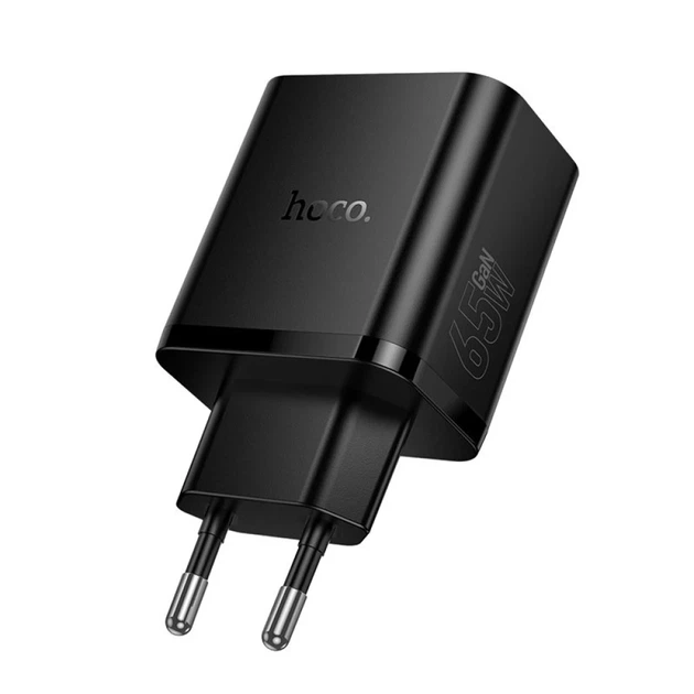 Сетевое зарядное устройство Hoco N75 2x USB-C + USB-A QC3.0 PD 65W Black (6942007673839) - изображение 3
