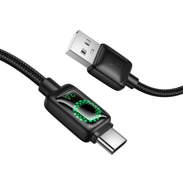Кабель Hoco U146 USB A to USB C 3A 1.2 m з LCD Black (6942007671385) - зображення 3