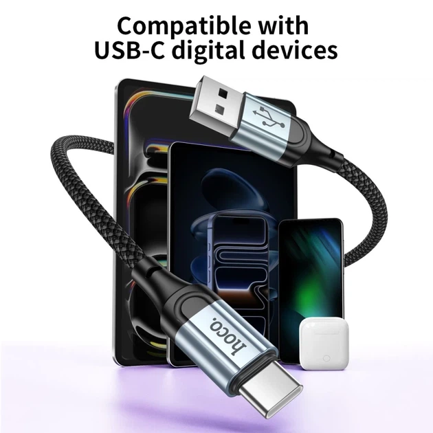 Кабель Hoco X121 USB C to USB C PD 3A 1.5 m Black (6942007663779) - изображение 7