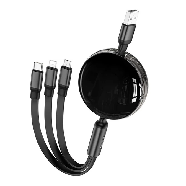 Кабель 3в1 USB A до Lightning / Micro USB / USB C Hoco 2A 1 м X78 Black (6931474791290) - Фото 1 Кабель 3в1 USB A до Lightning / Micro USB / USB C Hoco 2A 1 м X78 Black (6931474791290) - зображення 1