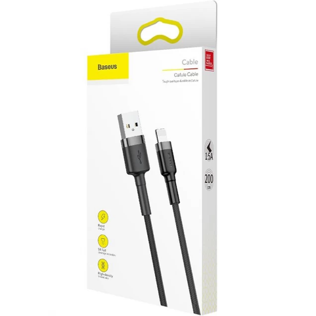 Кабель Baseus Cafule Cable USB for Lightning Gray/Black 2м (CALKLF-CG1) [73378] - изображение 5