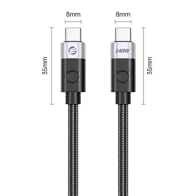 Kabel Orico CC240 USB‑C to USB‑C 240 W USB4 40Gb/s 8K 60Hz 0.5 m Black (6941788830141) - obraz 2