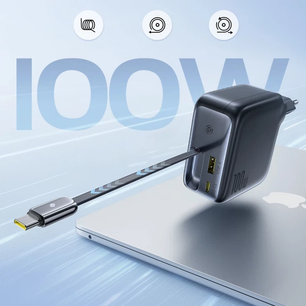 Ładowarka sieciowa Baseus EnerCore CJ11 100W USB-A USB-C ze składanym kablem USB-C Black (6932172695606) - obraz 9