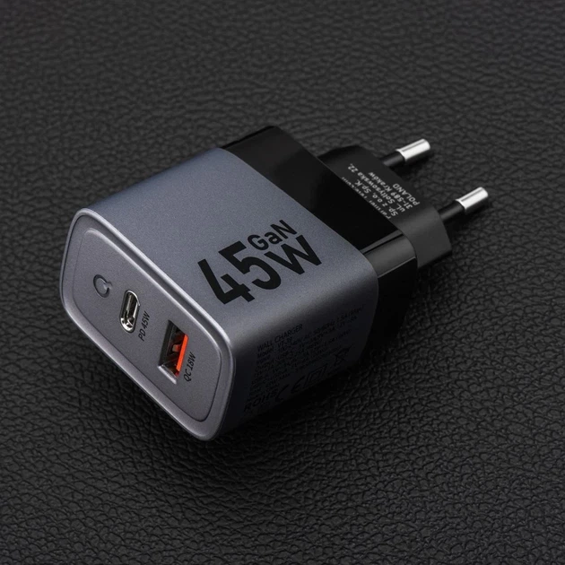 Сетевое зарядное устройство Forcell F-Energy GaN USB C + USB A QC4.0 PD 4A 45W Grey (5904596231440) - изображение 6