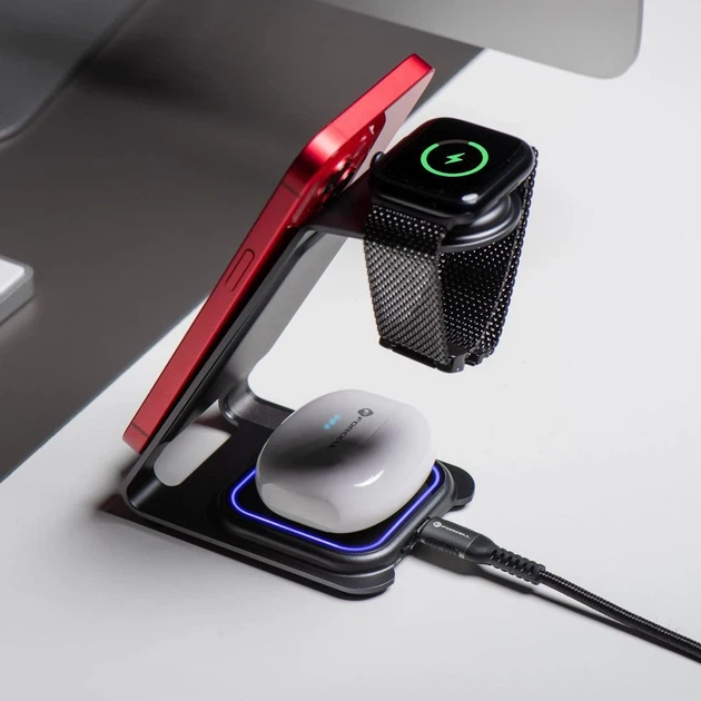 Беспроводное зарядное устройство Forcell F-Energy 3in1 Simply Charge для Apple Watch/Samsung Watch Grey (5903396384868) - изображение 10