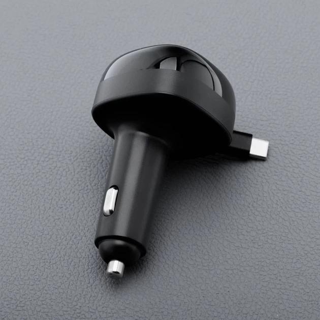 Автомобильное зарядное устройство Forcell F-Energy Alu USB C + USB A + выдвижной кабель USB C PD QC4.0 SFC2.0 3A 75W Black (5903396387470) - изображение 6