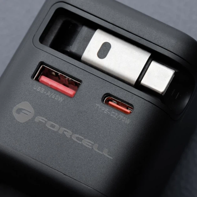 Зарядное устройство Forcell F-Energy GaN USB C + USB A + кабель USB C PD QC4.0 3A 70W Grey (5903396390838) - изображение 10
