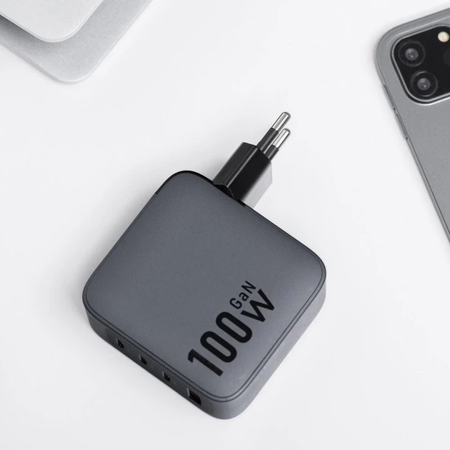 Сетевое зарядное устройство Forcell F-Energy GaN 3 x USB C + USB A QC4.0 PD 5A 100W Grey (5903396231421) - изображение 6