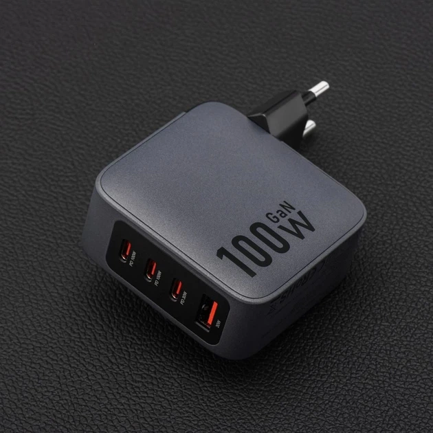 Сетевое зарядное устройство Forcell F-Energy GaN 3 x USB C + USB A QC4.0 PD 5A 100W Grey (5903396231421) - изображение 8