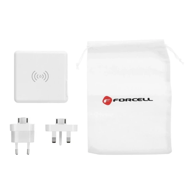 Многофункциональное зарядное устройство Forcell F-Energy 4в1 2 x USB A + USB C 15W + Power Bank 8000mAh + беспроводная зарядка White (5903396072475) - Фото 3 Многофункциональное зарядное устройство Forcell F-Energy 4в1 2 x USB A + USB C 15W + Power Bank 8000mAh + беспроводная зарядка White (5903396072475) - изображение 3