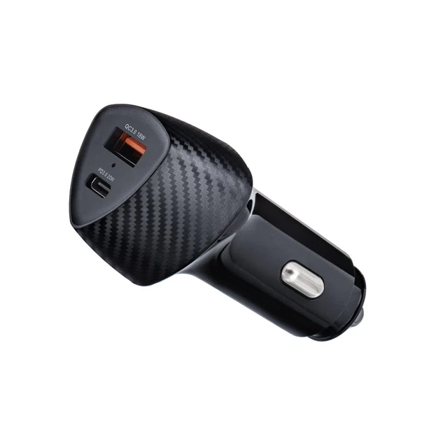 Автомобильное зарядное устройство Forcell F-Energy Carbon USB C + USB A QC3.0 PD 3A 38W Black (5903396133770) - изображение 2