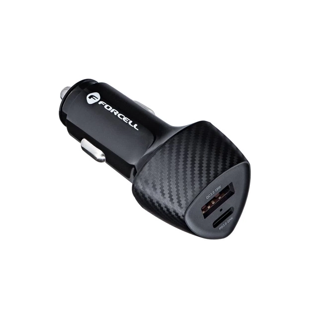 Автомобильное зарядное устройство Forcell F-Energy Carbon USB C + USB A QC3.0 PD 3A 38W Black (5903396133770) - изображение 4