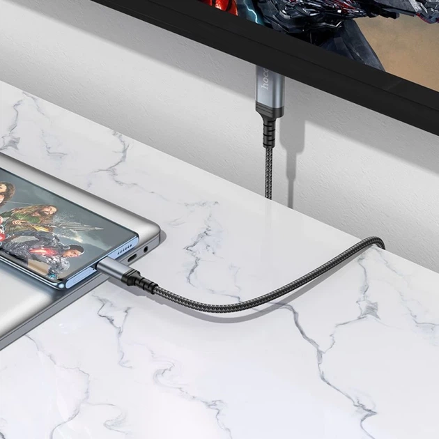 Кабель Hoco UA43 USB-C to HDMI 4K 30Hz 2m Grey (6942007671491) - изображение 7
