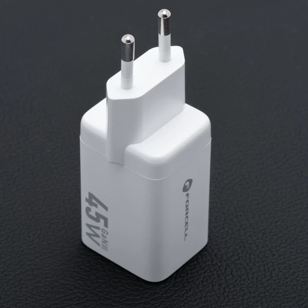 Зарядное устройство Forcell F-Energy Mini GaN III USB C + USB A PD QC4.0 45W White (5903396380112) - изображение 7