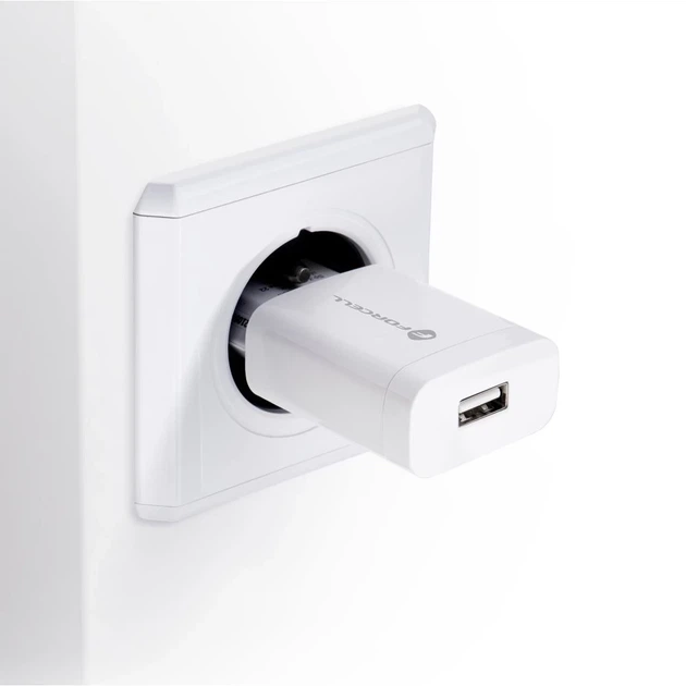 Сетевое зарядное устройство Forcell F-Energy USB A QC3.0 2.4A 18W + кабель USB A to USB C White (5901737373304) - изображение 3