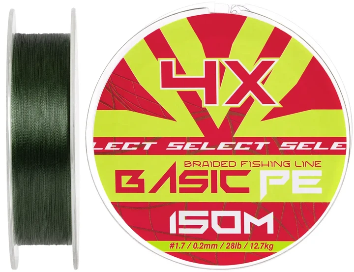 Шнур Select Basic PE Green 150m 0.20mm 28lb/12.7kg - Фото 1 Шнур Select Basic PE Green 150m 0.20mm 28lb/12.7kg - зображення 1