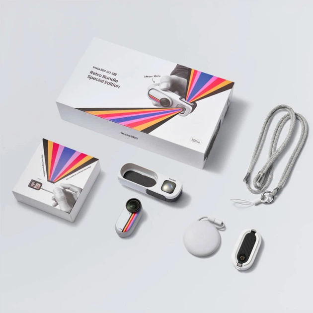 Мінікамера Insta360 GO 3S 4K (Retro Bundle Special Edition, Canvas White, 128 ГБ) - Фото 7 Мінікамера Insta360 GO 3S 4K (Retro Bundle Special Edition, Canvas White, 128 ГБ) - зображення 7