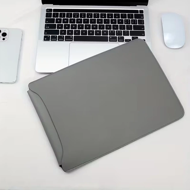 Чехол MacBook 14.2"/13.6"/13.3"/13" Leather Bag White Stitch grey - Фото 1 Чехол MacBook 14.2"/13.6"/13.3"/13" Leather Bag White Stitch grey - изображение 1