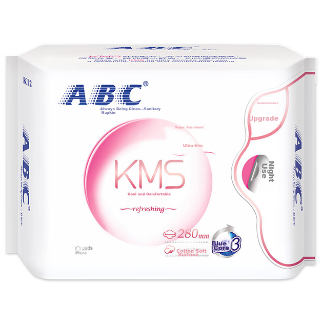 Набір ультратонких дихаючих гігієнічних прокладок ABC KMS Thin Healthy Formula для денного та нічного використання, продається JD, 9 упаковок, 62 штуки - изображение 2