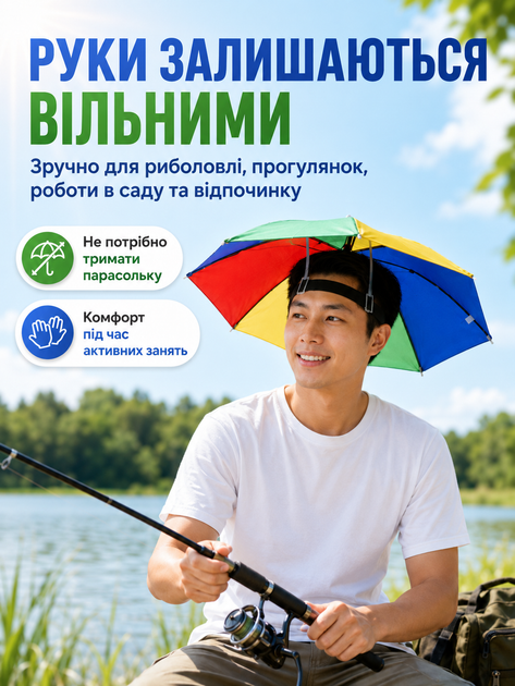 Зонтик на голову складной мини зонтик кепка солнцезащитный зонтик шляпа BRS - изображение 2